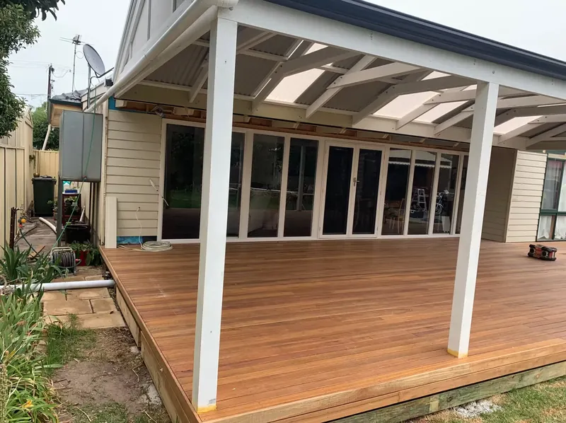 Finished timber deck and veranda wrapping a renovated Adelaide home